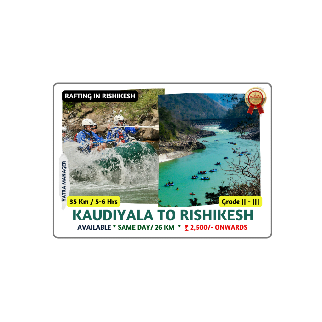 Contact us for River Rafting With Yatra manager From Kaudiyala to Rishikesh 35 km