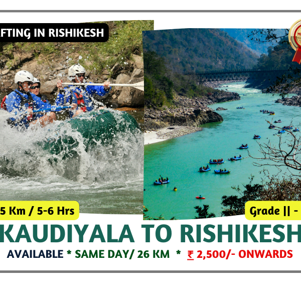 Contact us for River Rafting With Yatra manager From Kaudiyala to Rishikesh 35 km